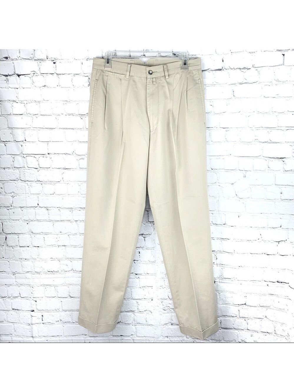 EUC - Vintage Faconnable 100% Cotton Chino Pants in Light Tan Khaki Size 31x30
